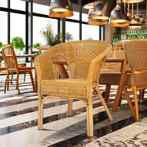 Sillón Moderno Fabion Hecho a Mano con Ratán Natural, Silla Mecedora para Comedor/Salón, Muebles para Restaurante, Entrada, Uso Comercial y Exterior - Product Image 4