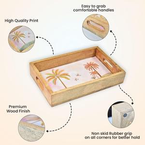 Plateau en bois artisanal pour servir, utilisé comme organisateur de cuisine, plateaux à thé, plateau de service pour rangement, organisateur au meilleur prix et au prix le plus bas - Product Image 3