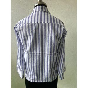 Blusa de Algodón Popelín a Rayas de Manga Larga para Mujer, Corte Holgado, Talla XL, Estilo Casual y Profesional para Oficina, Fiesta, Primavera - Product Image 3