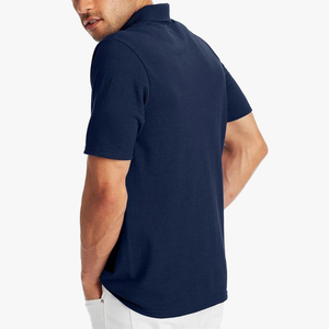 เสื้อยืดโปโลแขนสั้นป้องกันรังสียูวี240ใหม่สำหรับผู้ชายสร้อยคอโปโลออกแบบโลโก้สีน้ำเงินเข้ม