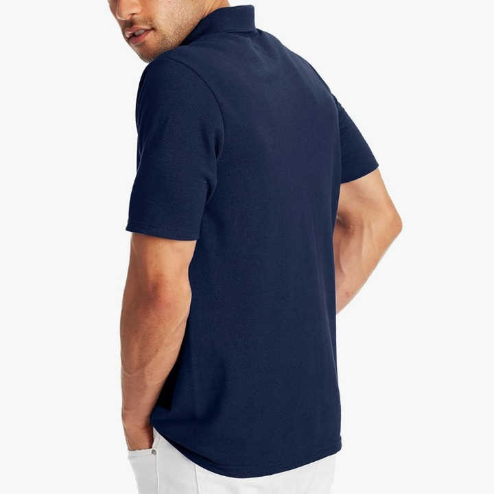 New 240 Gsm Polo T-shirt Short Sleeve UV Protect Men's Necklace Polo T-shirts logo Custom Navy Blue