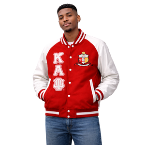 Chaqueta Bomber Kappa Alpha Psi, Color Carmesí y Crema, Insignia Griega, Prenda Exterior Universitaria Premium de Fraternidad - Product Image 1