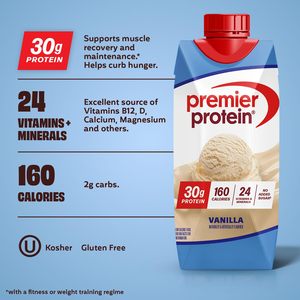 Shake protéiné Premier Protein, vanille, 30 g de protéines, sans sucre ajouté, 24 vitamines et minéraux pour soutenir la santé immunitaire, 11 fl oz, lot de 12 - Product Image 5