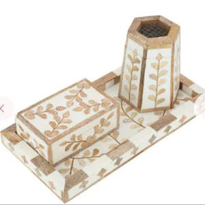 Nouveauté brûleur Bakhoor moyen-orient corps en bois de pin métal plaqué or personnalisable pour la maison intérieur parfum religieux - Product Image 4