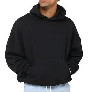 เสื้อฮู้ดผ้าคอตตอนแขนยาวสำหรับผู้ชายเสื้อฮู้ดไหล่ตกแบบใหม่ - Product Image 2