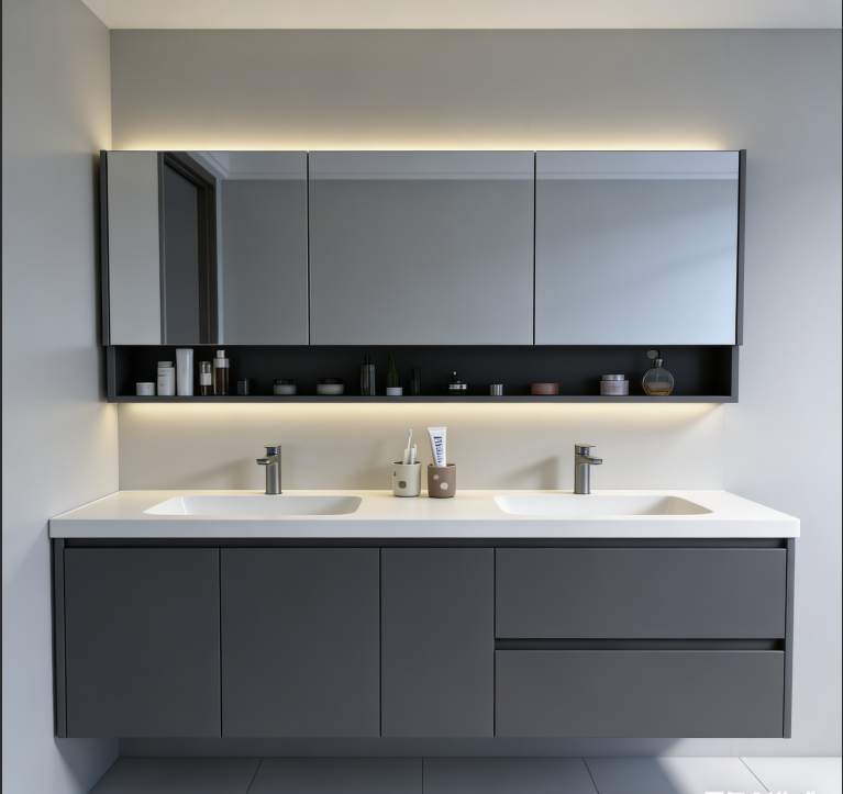 Dark Grey Wall Mounted Bathroom Cabinet