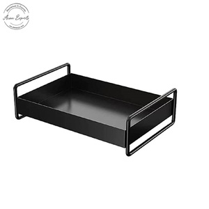 Long plateau de service en bois noir avec poignées Design contemporain élégant Finition durable Idéal pour la décoration de collations ou les cadeaux - Product Image 5