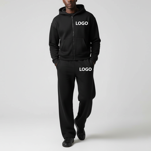 Conjuntos Deportivos de 2 Piezas para Hombre, con Capucha y Cierre, de Alta Calidad, con Logotipo Personalizado, al por Mayor, para Invierno, Estilo Urbano, Casual, Sólido, Grueso - Product Image 4