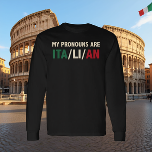 Mis pronombres son los de la bandera italiana, camiseta de manga larga, raíces del orgullo italiano - Product Image 3