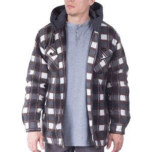 Premium High Quality <b>Men's</b> Winter <b>Jacket</b> Custom Flannel with Hoodie New Design Solid Color Windbreaker and Fleece Material - Product Image 1