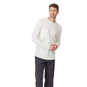 2025 logotipo personalizado manga larga blanco hombres manga larga bolsillo Casual 100% algodón cuello redondo transpirable suave camisa - Product Image 1