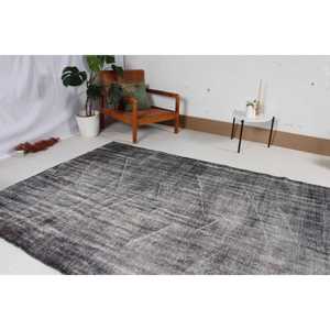 Alfombra Turca Vintage de 5.6x8.2 pies (171x250 cm), Alfombra Gris Negra con Plantas y Árboles - Product Image 3
