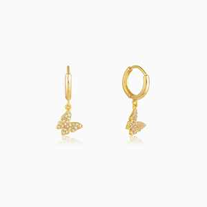 Golden Fluttering Butterfly <b>Fine</b> Stud <b>Earrings</b> - Product Image 2