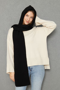 ผ้าพันคอถักแบบมีฮู้ดของผู้หญิงเนื้อผ้านุ่มช่วยให้อบอุ่นมีสไตล์และดูทันสมัยในฤดูใบไม้ร่วงฤดูหนาวบริการ OEM - Product Image 2