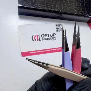 Nouvel ensemble de pinces à cils antistatiques GETUP BROSONS IMPEX en acier inoxydable, pointe lisse de 10 mm, différentes couleurs - Product Image 3