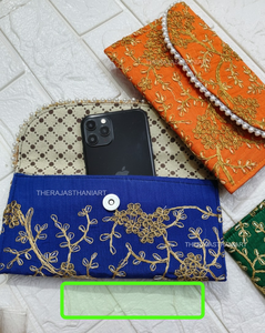 Bolso de Mano Tipo Sobre de Seda Bordada al por Mayor para Mujer, Bolso Shagun con Cremallera |   Regalo de Baby Shower, Inauguración de Casa y Boda - Product Image 2