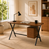 Bureau d'écriture moderne en bois écologique avec armoire de rangement latérale et structure métallique