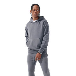 Pantalon de survêtement empilé pour hommes de qualité supérieure survêtement couleur grise à manches longues survêtement décontracté avec poches kangourou - Product Image 2