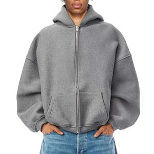 Sweat à capuche personnalisé en coton épais surdimensionné avec fermeture éclair 500gsm French Terry Sweats à capuche zippés de haute qualité pour les épaules tombantes - Product Image 1