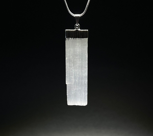 Selenite <b>Crystal</b> Necklace Selenite Gemstone <b>Pendant</b> with Complimentary Chain Jewelry Making - Product Image 4
