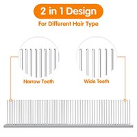 Sisir Perawatan Hewan Peliharaan Baja Anti Karat 7-12 Inci, Model Poodle Finishing Butter Comb dengan Ujung Bulat dan Gigi Baja Anti Karat untuk Kucing