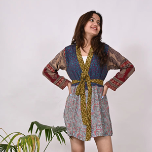 Minivestido de seda para mujer, cómodo y elegante, estampado Floral, manga larga, cintura Natural, pantalones cortos de seda tejida, estilo de moda - Product Image 1