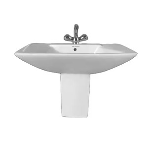 Lavabo sanitario de cerámica, producto de baño de medio pedestal, excelente calidad, precio barato, mezclador de agua para lavado a mano, semi fregadero - Product Image 1