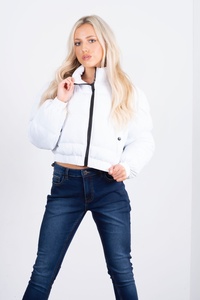 Customized Women's Winter Warm Puffer <b>Jacket</b> with Long Sleeves Fashionable Solid Color Breathable Woven Design - Product Image 2