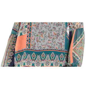 Tunica da Donna Tommy Hilfiger Stile Bohémien Verde Stampata a Maniche Lunghe con Scollo a V Taglia 1X Rossa - Product Image 3