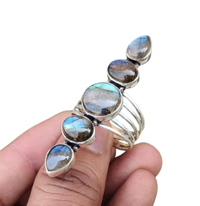 925 estampado sólido clásico mejor diseño joyería anillo 925 plata esterlina hecho a mano piedra preciosa labradorita Spinner anillo joyería - Product Image 1