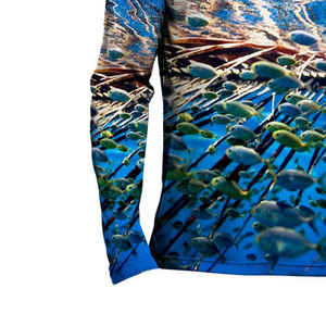 Camisa de pesca de manga larga ligera con estampado de sublimación de camuflaje personalizado para hombre 100% poliéster UPF 50 transpirable - Product Image 3