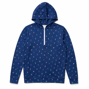 Sweat à capuche oversize imprimé pour homme, col zippé, écoresponsable, en polyester et élasthanne extensible, style streetwear et sportswear décontracté - Product Image 1