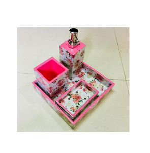 Ensemble d'accessoires de salle de bain en résine de couleur rose attrayante de haute qualité Décoratif pour la maison à un prix abordable - Product Image 5