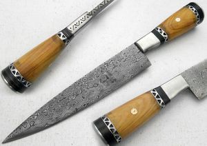 มีดทำครัวเหล็กดามัสกัสทำด้วยมือพร้อมปลอกหนัง - Product Image 4