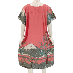 Cómodo vestido de verano suave con mangas cortas y botón frontal hasta la rodilla - Product Image 4