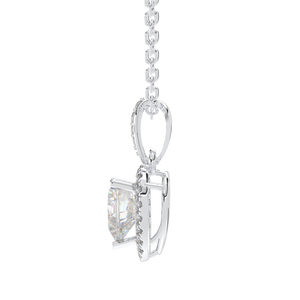 Collier avec pendentif en forme de cœur pour femmes, ensemble de lunette en pierre CZ, Halo en argent Sterling 925, collier jaune traditionnel - Product Image 4