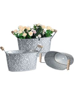 Jardinière galvanisée avec poignées pour une mobilité facile, permettant un repositionnement pratique des plantes dans le jardin ou la terrasse - Product Image 2