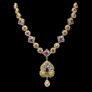 Ensemble collier et boucles d'oreilles en zircon multicolores haut de gamme, en laiton, bijoux islamiques classiques, cadeau de fiançailles, de mariage ou d'anniversaire pour femme - Product Image 3