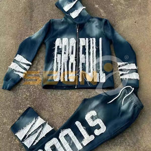 ชุดวอร์มเสื้อฮู้ดและกางเกงแบบสวมหัวพิมพ์ลายหน้าจอสไตล์วินเทจชุดวอร์มสำหรับผู้ชาย - Product Image 6