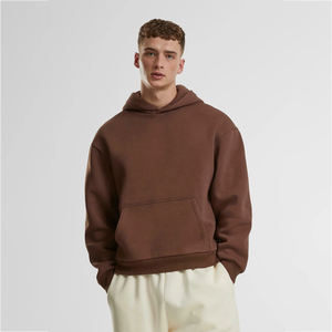 Sudadera con Capucha Corta de Felpa 100% Algodón, de Alta Calidad, Gruesa, con Hombros Caídos, Resistente al Viento, Transpirable, Personalizable, Lisa, para Hombre - Product Image 1