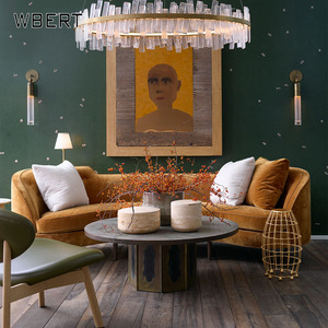 WBERT American <strong>Neo</strong>-classical Grey Velvet Curved Light <strong>Luxury</strong> Nordic Living Room Semi-circular Combination Designer Studio Sofa - Product Image 5