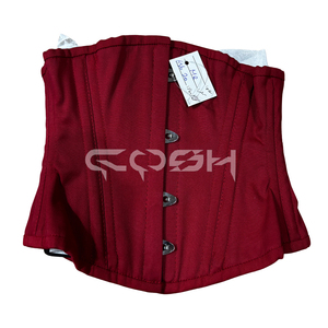 Corset classique en coton rouge à torse court, sous-poitrine, à armatures en acier, pour vêtements de fitness - Product Image 1