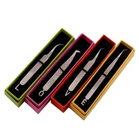 Organisateur de boîte de rangement noir pour pince à cils pointus boîte d'emballage vide outils en acier inoxydable avec Logo personnalisé