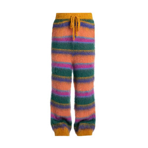 LeBo Wholesale Custom Men Loose Straight Leg Knit Mohair <b>Sweater</b> Pants Striped Drawstring Fuzzy Mohair Sweatpants - Product Image 2