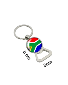 Abridor de Botellas 2 en 1 con Llavero de Acero Inoxidable Plateado con la Bandera Nacional de Sudáfrica, Regalo Personalizado de Moda para Oficina - Product Image 2