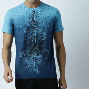 T-shirts pour hommes à épaules tombantes coupe classique, motif lettres en bloc, 100% coton biologique, col rond, style streetwear, 300g - Product Image 4