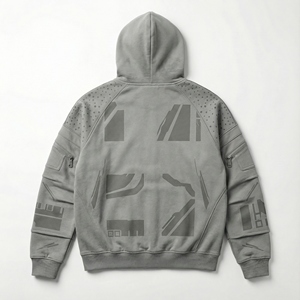 เสื้อฮู้ดดี้ผู้ชาย ผ้าหนา 500 กรัม ผ้าฝ้ายฟลีซบุซับใน  รักษ์โลก  สำหรับฤดูหนาว  แผ่นไนลอน  งานปัก  ซิป  ทรงบ็อกซี่ - Product Image 2