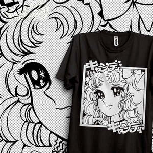 Women's 100% Cotton Anime Candy T-Shirt Breathable Jersey with Logo Decoration <b>One</b> Size Fitted Short Length Print <b>Top</b> - Product Image 1