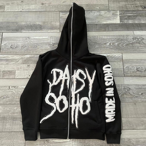 Custom <b>Oversized</b> Cotton Blended Full Face Zip up Hoodies <b>Men</b> Heavyweight Screen Printing Logo Custom <b>Hoodie</b> <b>for</b> Boys - Product Image 3