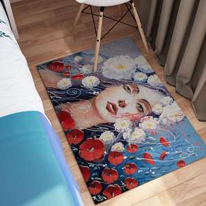 Alfombras con Pintura de Mujer Floral, Alfombra de Óleo, Alfombras Florales, Alfombra Moderna, Alfombra Suave No Tejida - Product Image 4